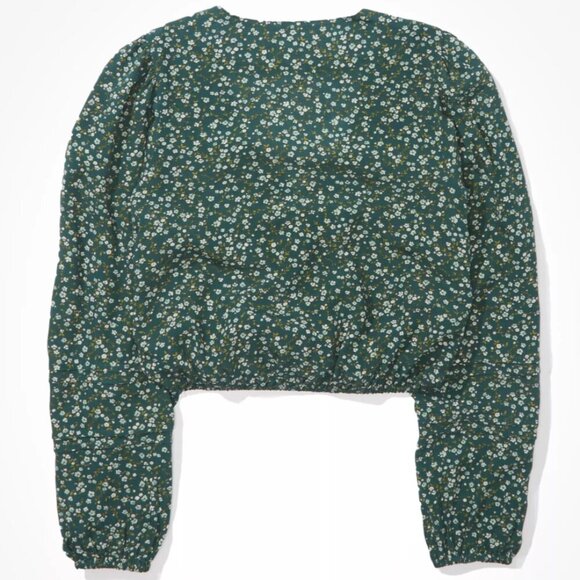 AE Cropped Tie-Waist Wrap Top - Picture 4 of 6